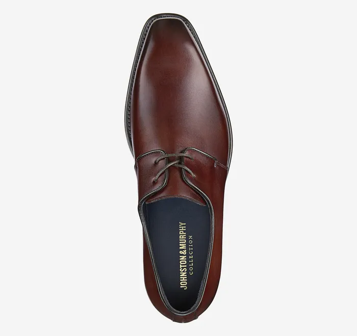 Johnston and Murphy LaceUps Men Larson 2Eye Plain Toe Mahogany Italian Calfskin