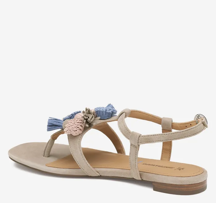 Johnston and Murphy Lilly Tassel Thong Taupe Multi Kid Suede Women Women8217s Shoes