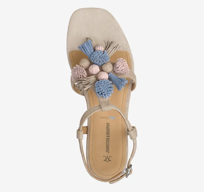 Johnston and Murphy Lilly Tassel Thong Taupe Multi Kid Suede Women Women8217s Shoes