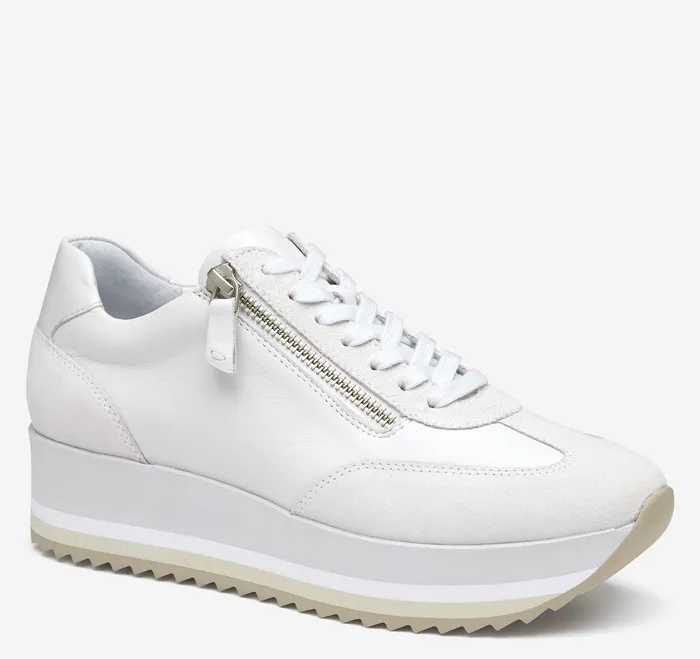 Johnston and Murphy Women8217s Shoes Women Gracie SideZip Lace Up White CalfskinSuede