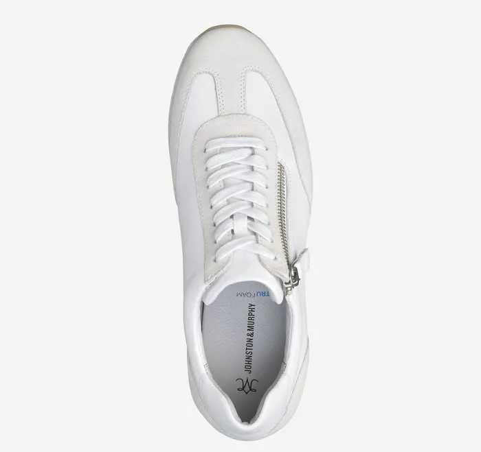 Johnston and Murphy Women8217s Shoes Women Gracie SideZip Lace Up White CalfskinSuede