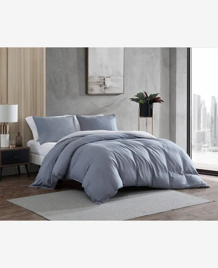 Kenneth Cole Bedding MenWomen Organic Cotton Grey Duvet Cover Set Grey