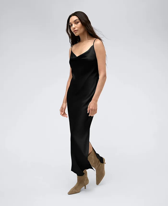 Kenneth Cole Dresses and Skirts Women Satin Cowl Neck Maxi Slip Dress Black