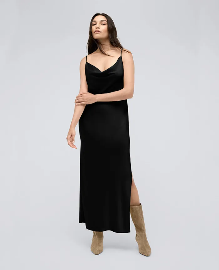 Kenneth Cole Dresses and Skirts Women Satin Cowl Neck Maxi Slip Dress Black