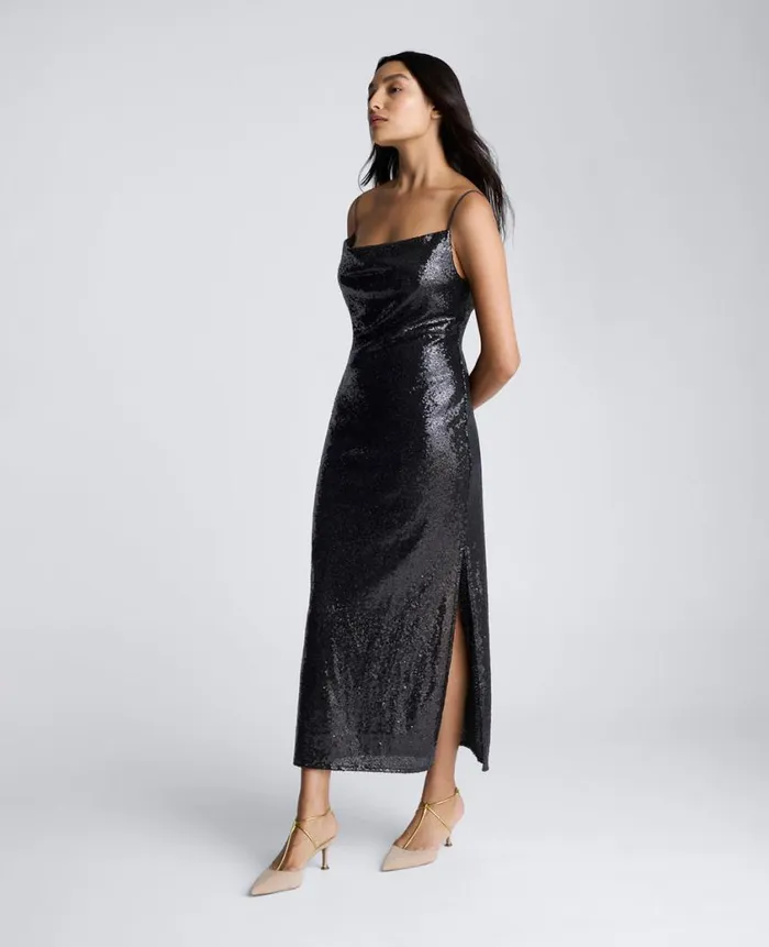 Kenneth Cole Dresses and Skirts Women Sequin Cowl Neck Maxi Slip Dress Black Kenneth Cole Dresses and Skirts Women Sequin Cowl Neck Maxi Slip Dress Black