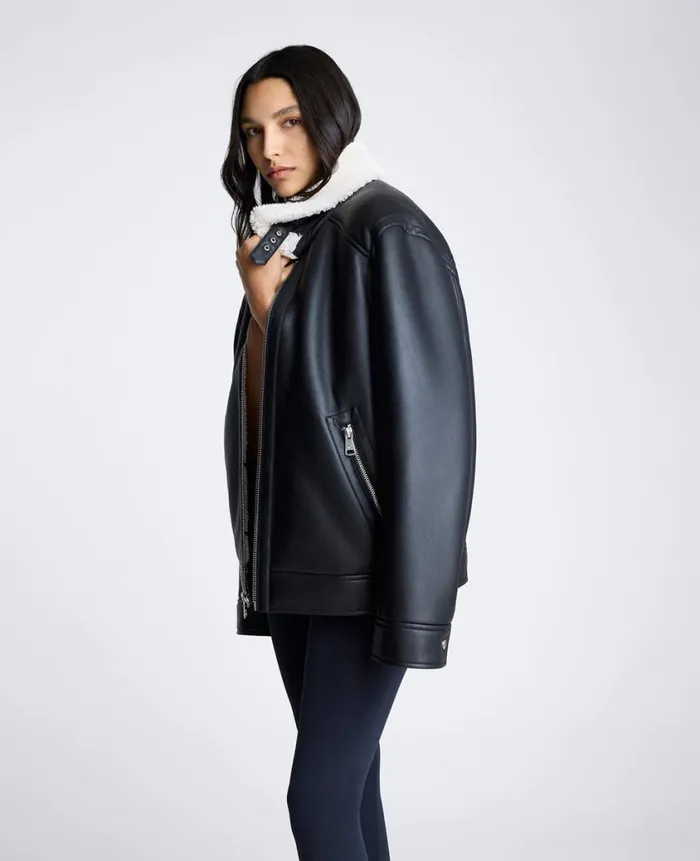 Kenneth Cole Jackets and Outerwear Men Faux Shearling Moto Jacket Black
