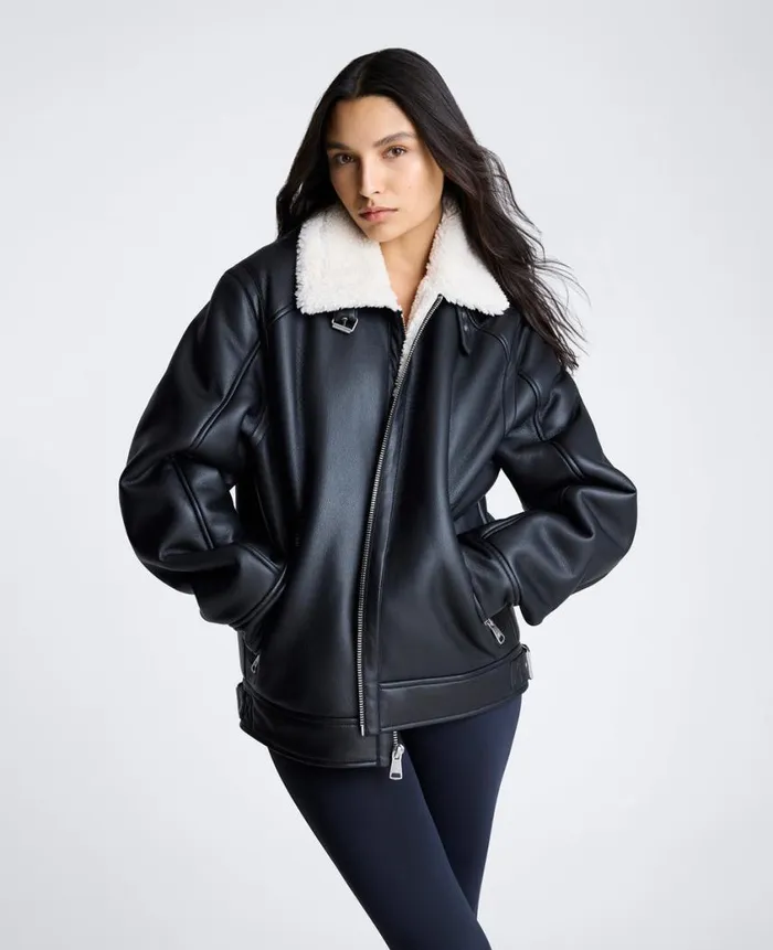 Kenneth Cole Jackets and Outerwear Men Faux Shearling Moto Jacket Black Kenneth Cole Jackets and Outerwear Men Faux Shearling Moto Jacket Black