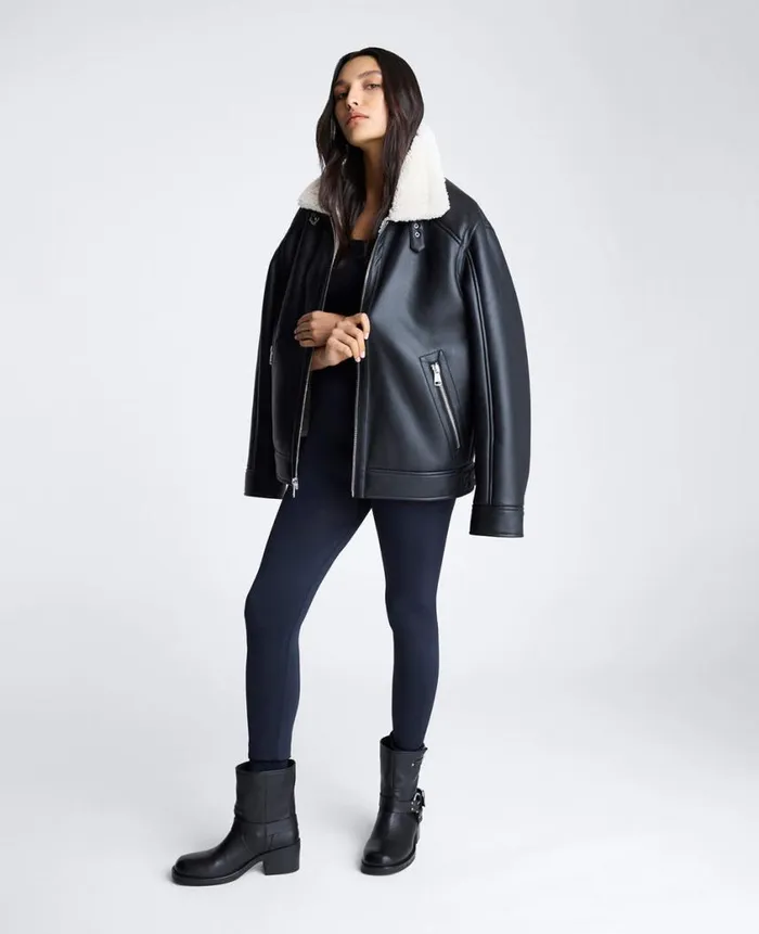 Kenneth Cole Jackets and Outerwear Men Faux Shearling Moto Jacket Black Kenneth Cole Jackets and Outerwear Men Faux Shearling Moto Jacket Black