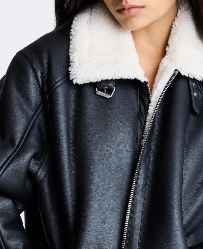 Kenneth Cole Jackets and Outerwear Men Faux Shearling Moto Jacket Black Kenneth Cole Jackets and Outerwear Men Faux Shearling Moto Jacket Black