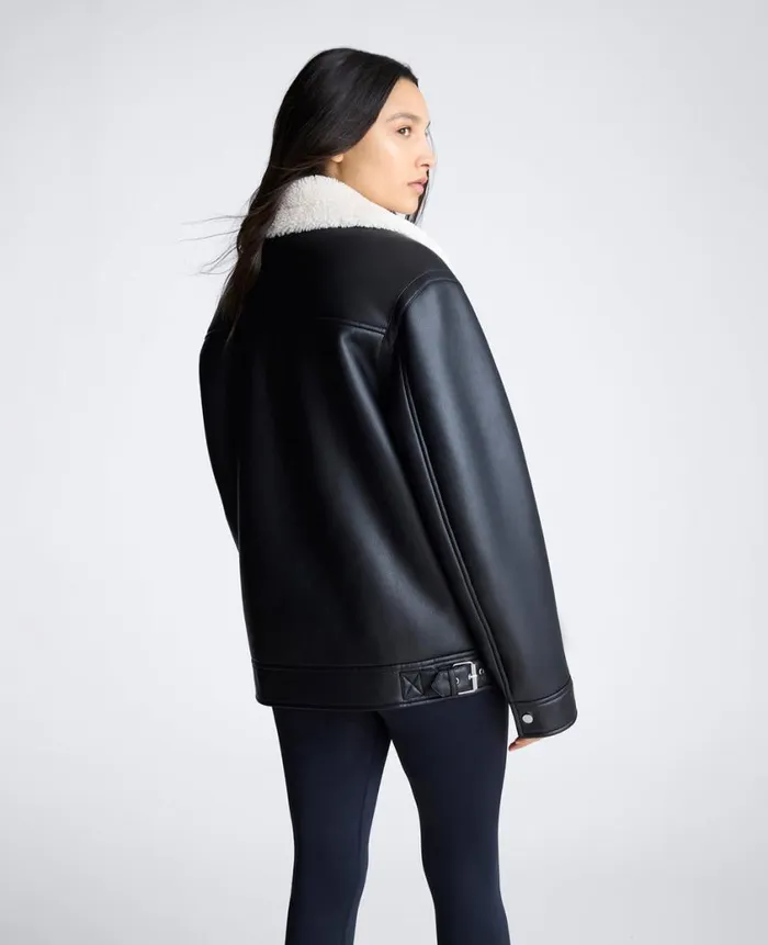 Kenneth Cole Jackets and Outerwear Men Faux Shearling Moto Jacket Black Kenneth Cole Jackets and Outerwear Men Faux Shearling Moto Jacket Black