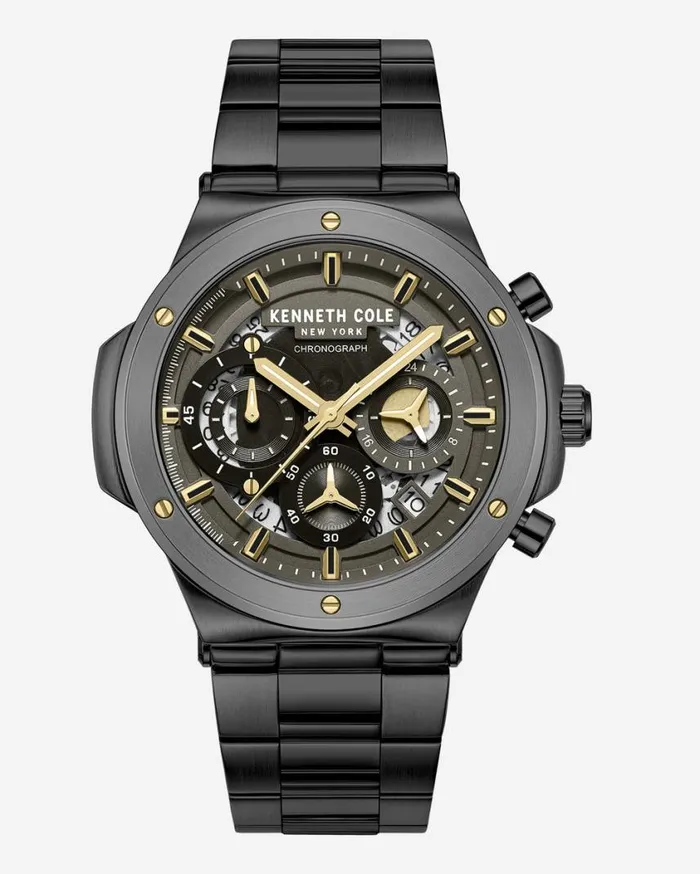 Kenneth Cole Mens Men Kenneth Cole Contrast Dress Sport Watch Black