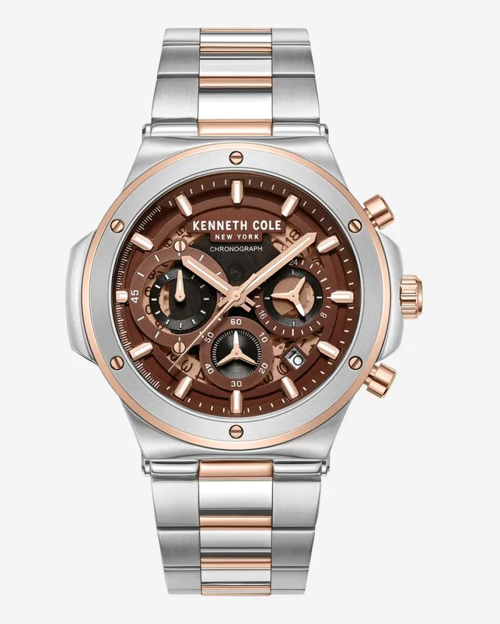 Kenneth Cole Mens Men Kenneth Cole Contrast Dress Sport Watch Metallic