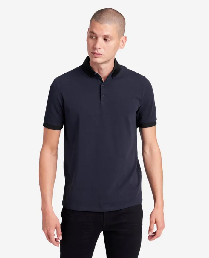 Kenneth Cole Polos and TShirts Men Colorblock Collar Solid Short Sleeve Polo Blue Kenneth Cole Polos and TShirts Men Colorblock Collar Solid Short Sleeve Polo Blue