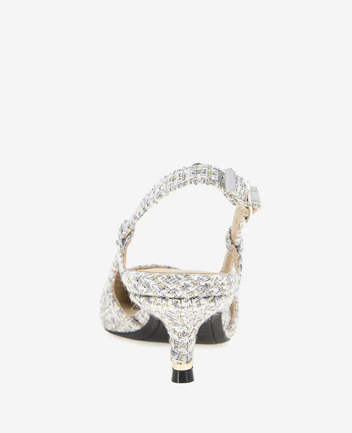 Kenneth Cole Pumps and Heels Women Martha Tweed Cap Toe Slingback Kitten Heel Grey Kenneth Cole Pumps and Heels Women Martha Tweed Cap Toe Slingback Kitten Heel Grey