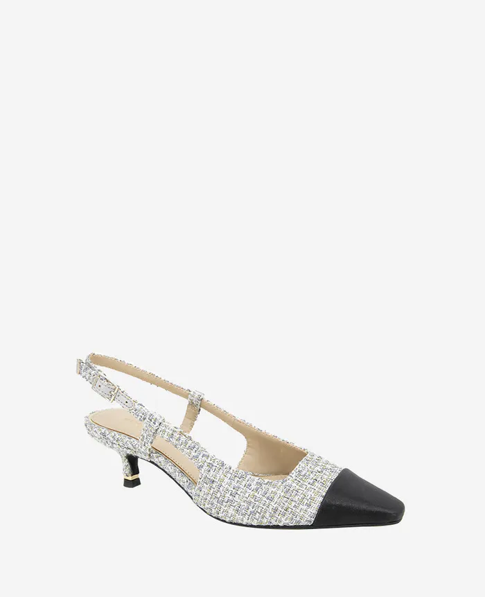 Kenneth Cole Pumps and Heels Women Martha Tweed Cap Toe Slingback Kitten Heel Grey Kenneth Cole Pumps and Heels Women Martha Tweed Cap Toe Slingback Kitten Heel Grey