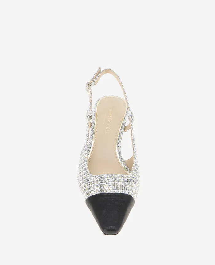 Kenneth Cole Pumps and Heels Women Martha Tweed Cap Toe Slingback Kitten Heel Grey Kenneth Cole Pumps and Heels Women Martha Tweed Cap Toe Slingback Kitten Heel Grey