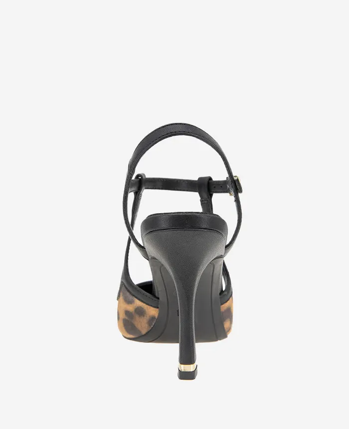 Kenneth Cole Pumps and Heels Women Romi Leopard Suede Ankle Slingback Heel Brown
