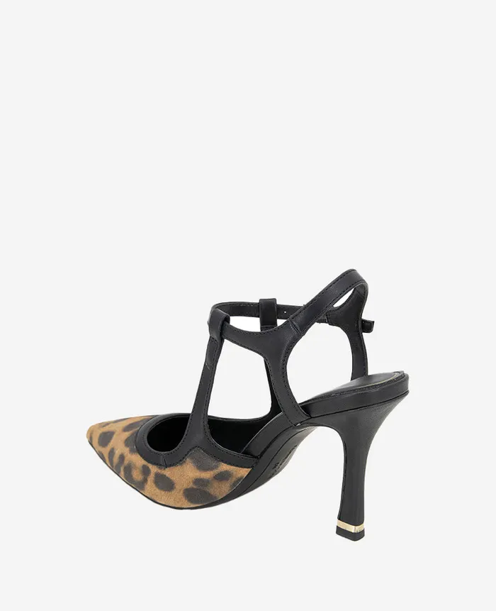 Kenneth Cole Pumps and Heels Women Romi Leopard Suede Ankle Slingback Heel Brown