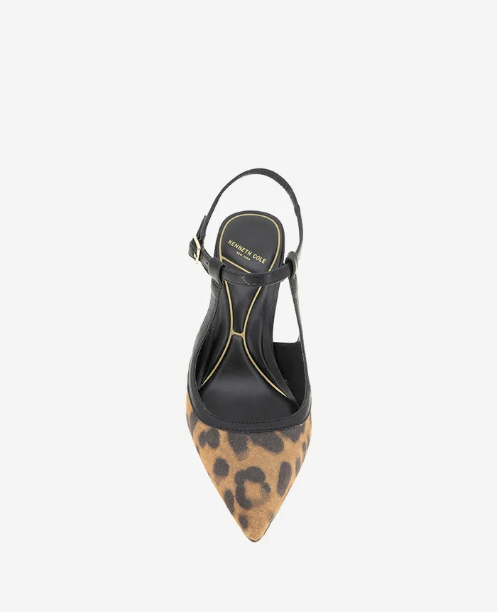 Kenneth Cole Pumps and Heels Women Romi Leopard Suede Ankle Slingback Heel Brown