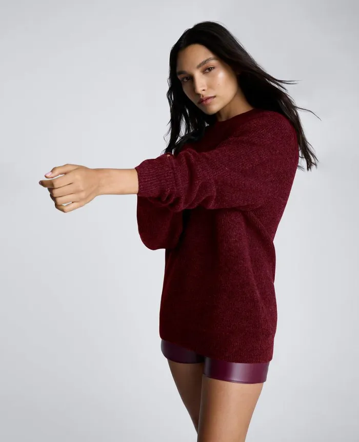 Kenneth Cole Sweaters Women Oversized Crew Neck Sweater Red