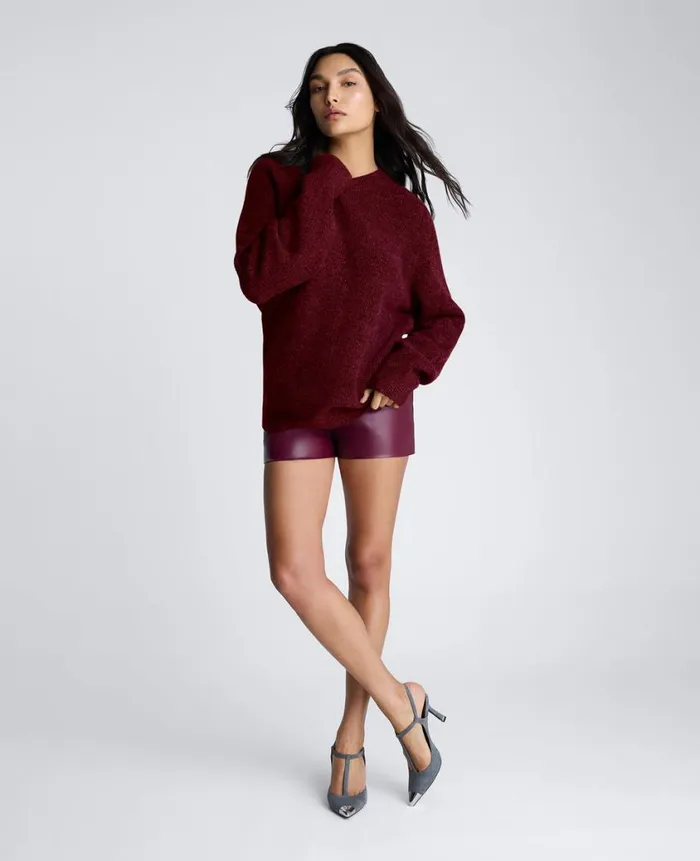 Kenneth Cole Sweaters Women Oversized Crew Neck Sweater Red