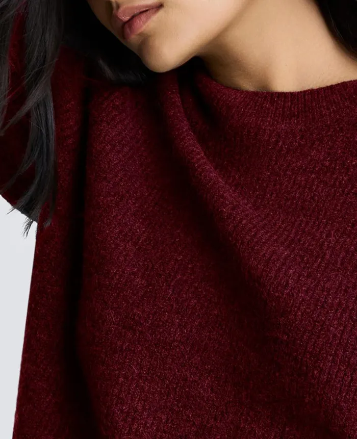 Kenneth Cole Sweaters Women Oversized Crew Neck Sweater Red