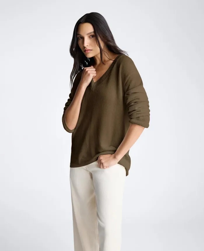 Kenneth Cole Sweaters Women Oversized VNeck Sweater Taupe