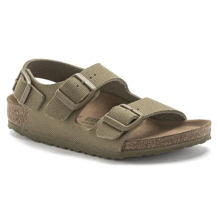 Kids Birkenstock TwoStrap Milano Vegan Faded Khaki