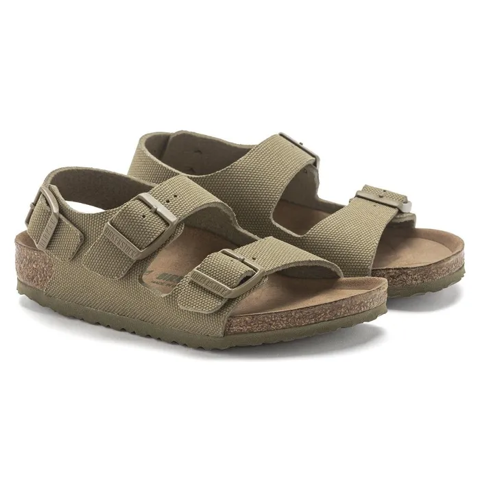 Kids Birkenstock TwoStrap Milano Vegan Faded Khaki