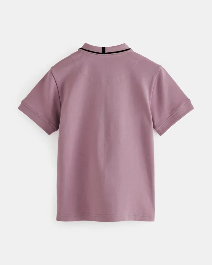 Kids DORU 8211 Branded Panel Cotton Polo Shirt Pink Ted Baker Tops