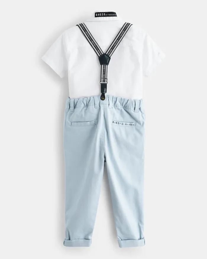 Kids HARALAM 8211 Branded Shirt Trousers And Braces Set Blue Ted Baker Baby Kids HARALAM 8211 Branded Shirt Trousers And Braces Set Blue Ted Baker Baby