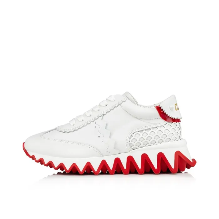 Kids Mini Shark Sneakers 8211 Calf Leather 8211 Bianco Christian Louboutin Sneakers