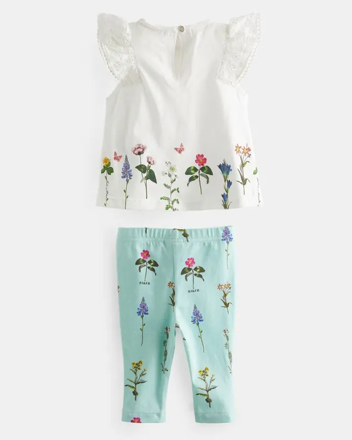 Kids SZOE 8211 Broderie Detail Top And Leggings Set Mint Ted Baker Playsuits and Sets