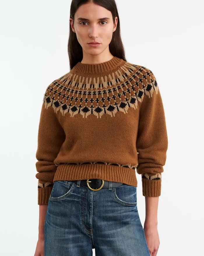 Knits and Sweaters FERN SWEATER Caramel Fairisle Nili Lotan Women
