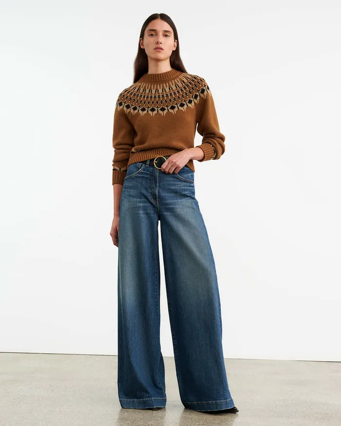 Knits and Sweaters FERN SWEATER Caramel Fairisle Nili Lotan Women