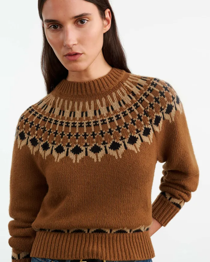 Knits and Sweaters FERN SWEATER Caramel Fairisle Nili Lotan Women