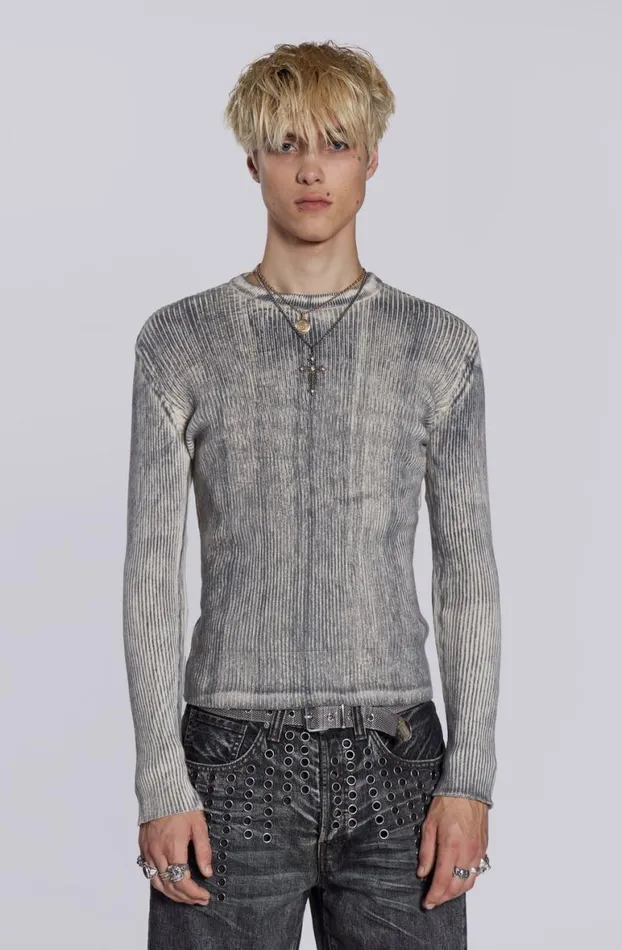 Knitwear Men Jaded London Dirty White Scrape Knit