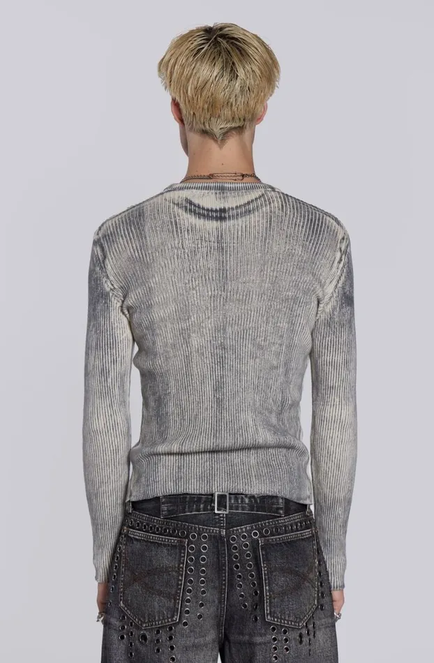 Knitwear Men Jaded London Dirty White Scrape Knit