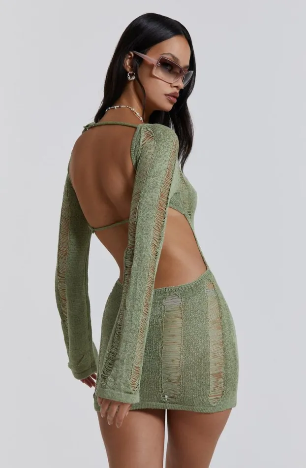Knitwear Women Jaded London Khaki Umbra Mini Dress