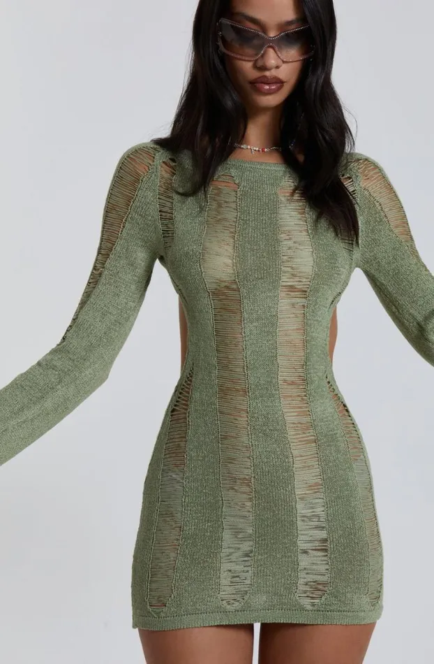 Knitwear Women Jaded London Khaki Umbra Mini Dress