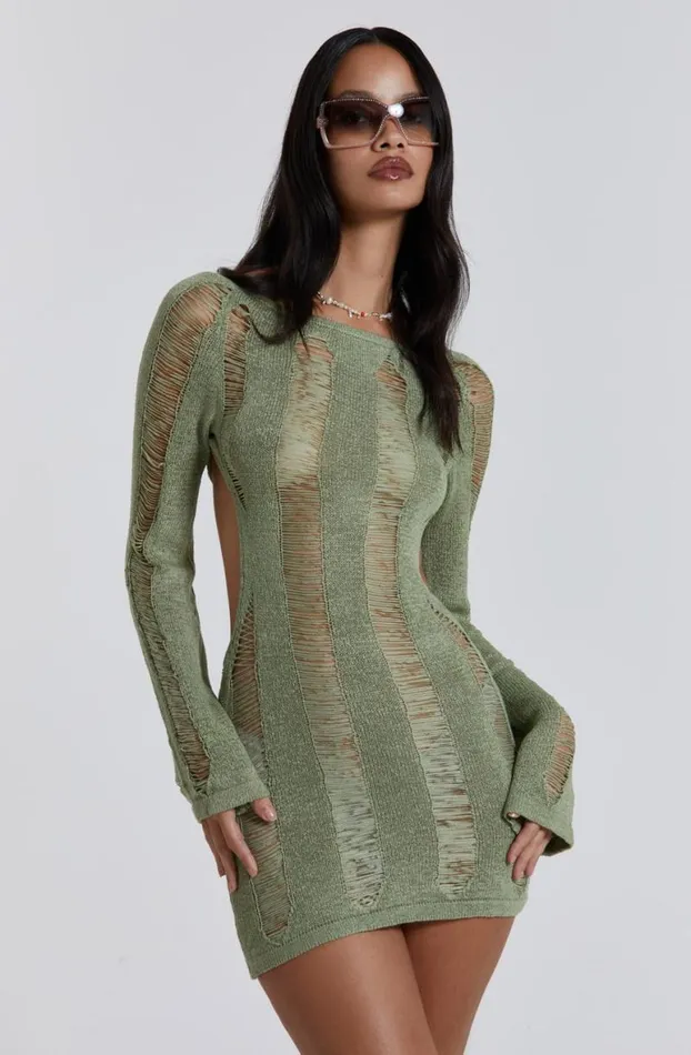 Knitwear Women Jaded London Khaki Umbra Mini Dress
