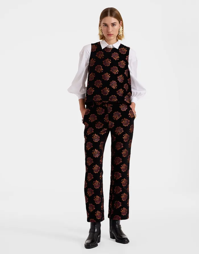 La Doublej 247 Pants Rosette Black In Jacquard Women Shorts and Pants