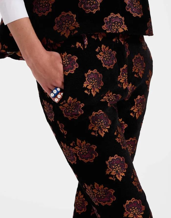 La Doublej 247 Pants Rosette Black In Jacquard Women Shorts and Pants