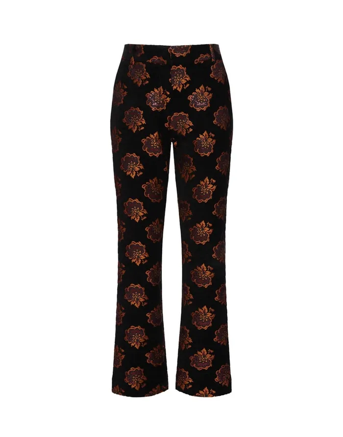La Doublej 247 Pants Rosette Black In Jacquard Women Shorts and Pants