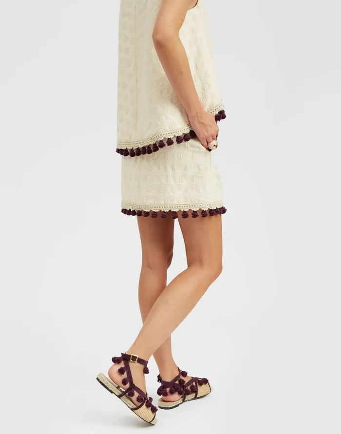 La Doublej Baia Mini Skirt Embroidered Creamy In Jacquard Women Skirts