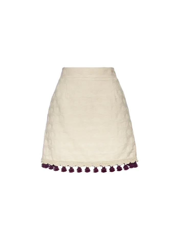 La Doublej Baia Mini Skirt Embroidered Creamy In Jacquard Women Skirts