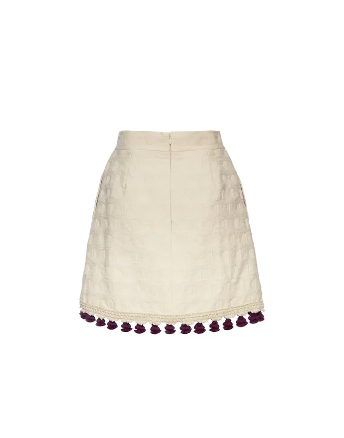 La Doublej Baia Mini Skirt Embroidered Creamy In Jacquard Women Skirts