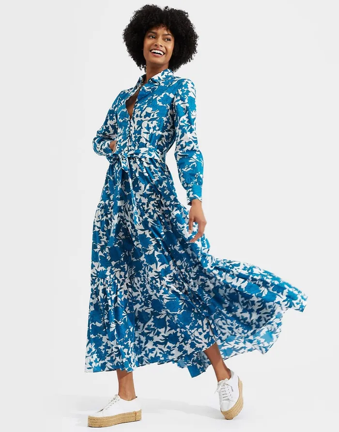La Doublej Bellini Dress Lilium Blu In Cotton Voile Women Dresses