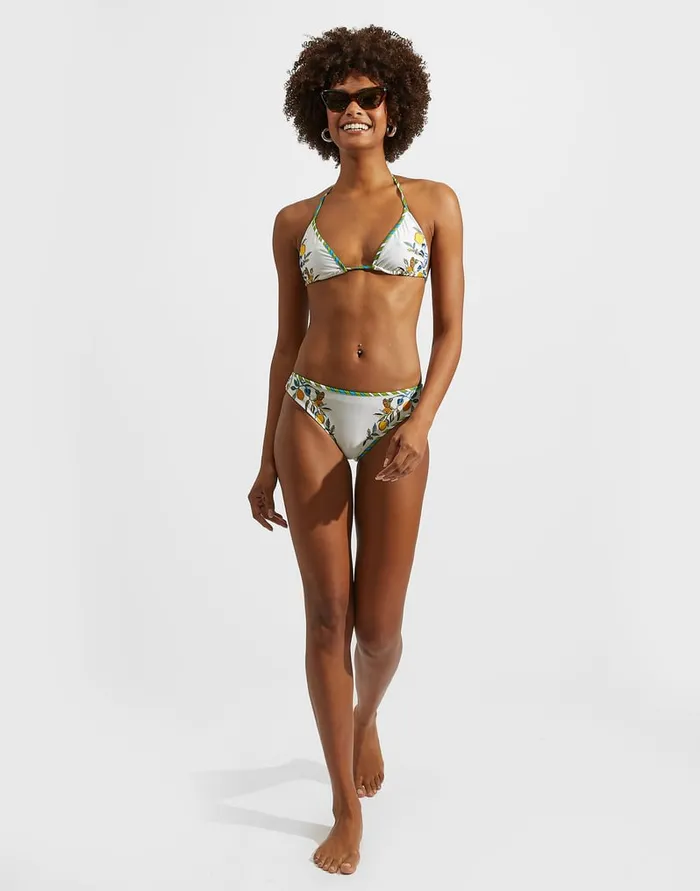 La Doublej Bikini Top Borboni Place Bianco In Lycra Women Swimwear