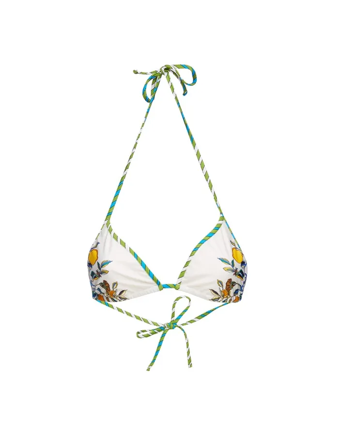 La Doublej Bikini Top Borboni Place Bianco In Lycra Women Swimwear